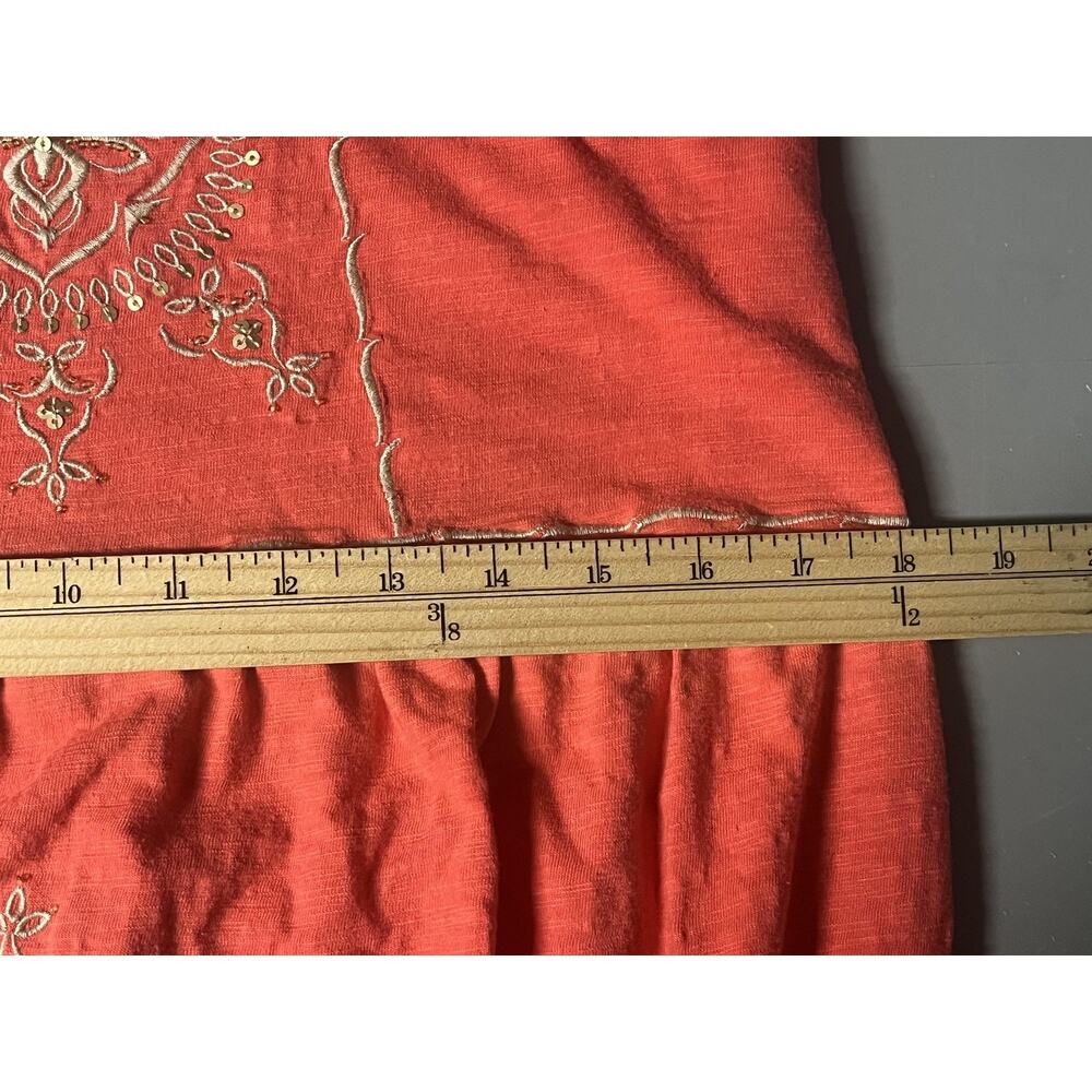 J Jill Dress Womens Small Orange Embroidered Tank Maxi Jersey Boho Sundress - Picture 12 of 13